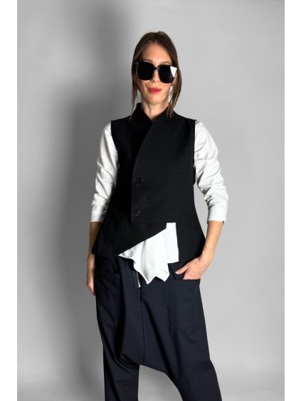 Tvídová vesta z bavlněné směsi Black