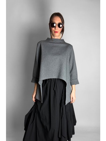 Mikina | top s výkrojem z bavlny Grey