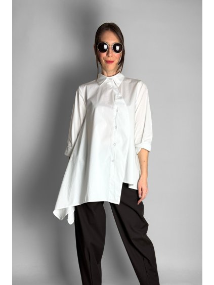 Asymetrická košile s obloukovým lemem White