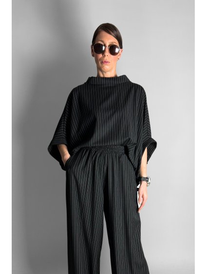 Kimono | Halenka Black with White Lines