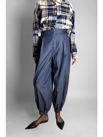 Kalhoty Barrel Cotton Dark Denim