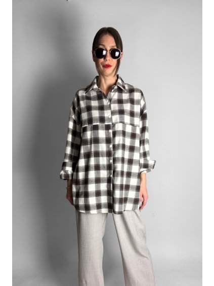 Kostkovaná košile  Need Brown | Crema