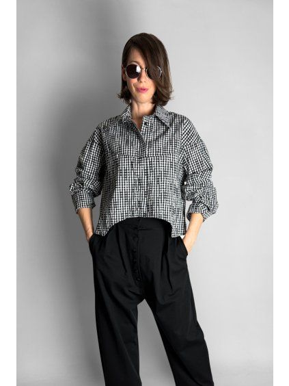 kostkovaná crop košile (1)