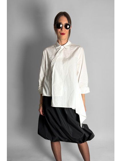 Asymetrická košile se zipem Ivory
