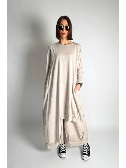 Maxi Asymetrická Tunika | Šaty Beige