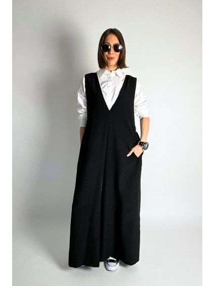 Overal palazzo s výstřihem do V  Black