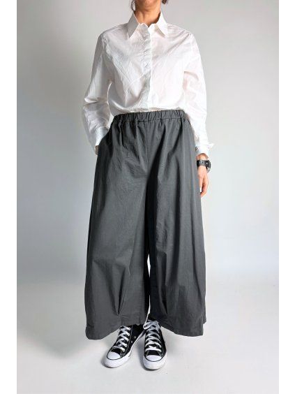 Kalhoty Cotton Folded Detail Grey