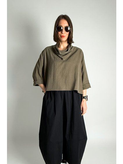 Top | Halenka Lyocell se stojáčkem Khaki