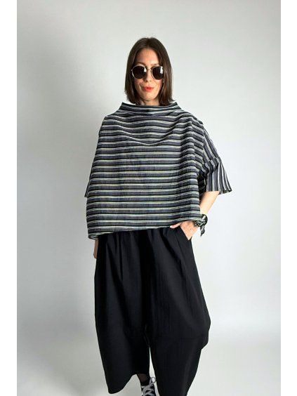 Violet Stripe Kimono Black | White