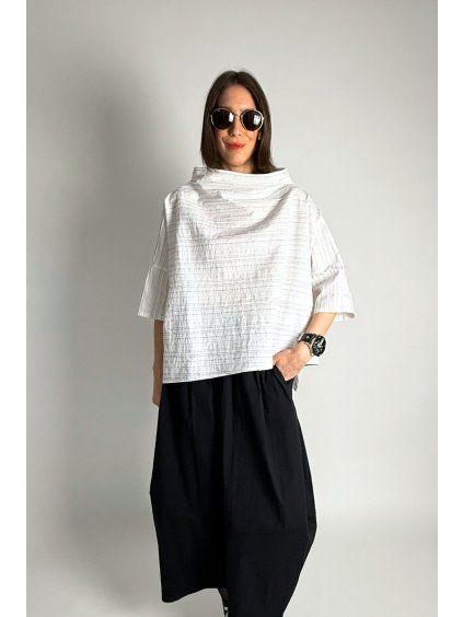 White Stripe Kimono Black