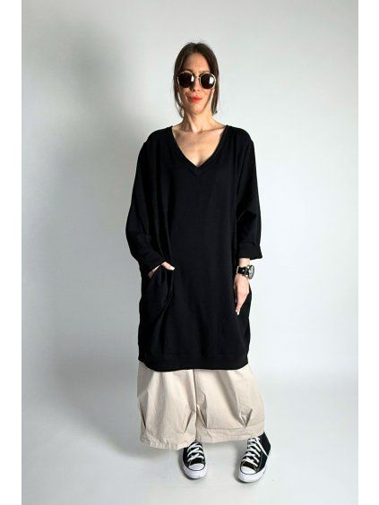 Oversize Mikina | Šaty s výstřihem Black