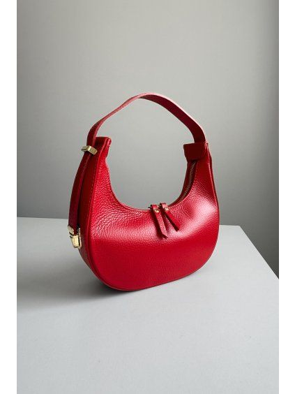 Kožená mini kabelka Lock Red