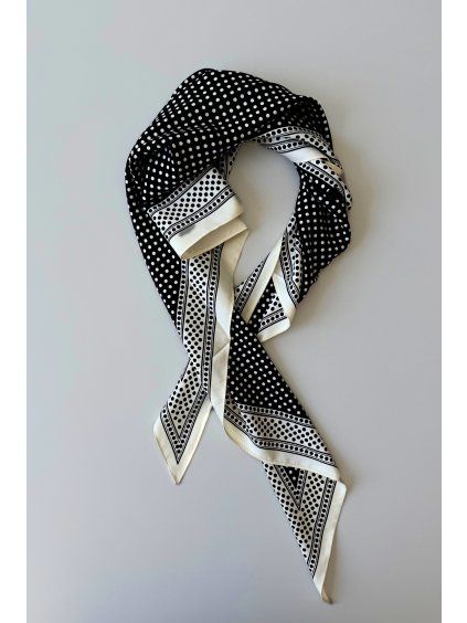 Trojúhelníkový šátek Dots Black | Cream