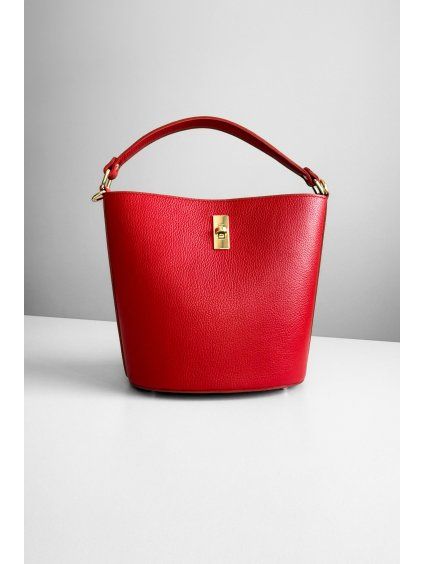 Kožená kabelka Bucket Bag Red & Gold
