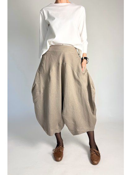 Balonové kalhoty 100% len Beige