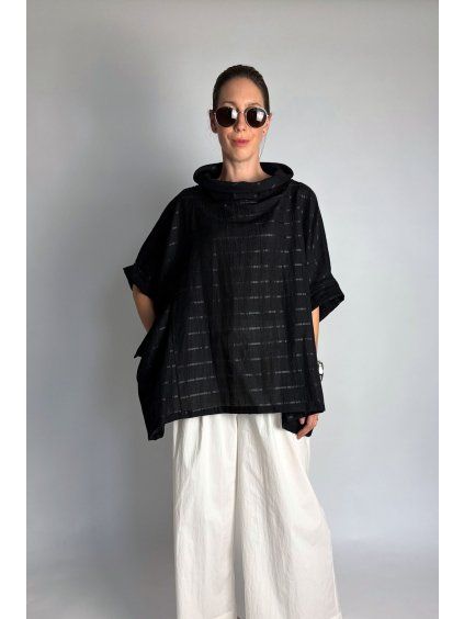 Oversize halenka s lesklými proužky Black