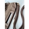 Kožená taška s třásněmi Taupe Scuro