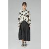 Košile s řaseným spodním lemem Crema / Black Flowers