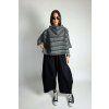 Violet Stripe Kimono Black | White