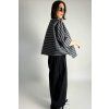 Violet Stripe Kimono Black | White