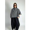 Mušelínové  Kimono Black | White line