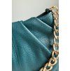 Kožená kabelka se zlatým řetězem Deep teal