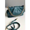 Kožená kabelka se zlatým řetězem Deep teal