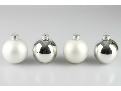 Vianočné gule strieborné 8cm bal/15