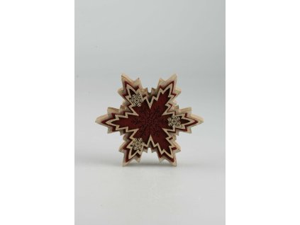 Vločka drevená burgundy 15cm