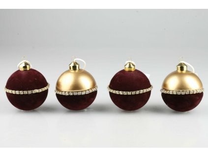 Vianočná guľa Velvet bordová 8cm