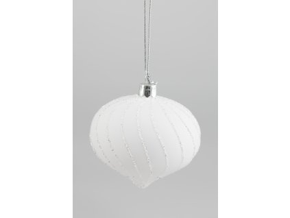 Ozdoba skl.cibula biela 8cm /bal6