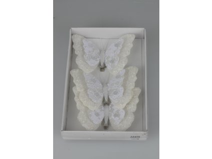Motýľ biely 12cm bal/3