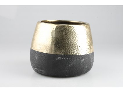 785800 Kvetináč hliník čierno-zlatý pr22 v17cm