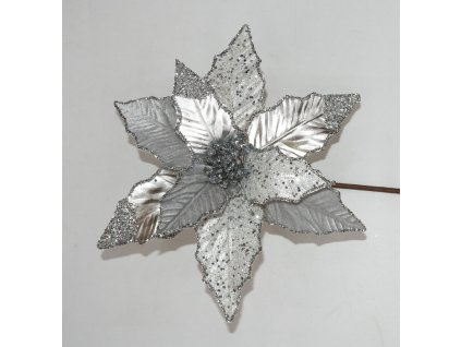 Dekoračný kvet strieborný 30cm