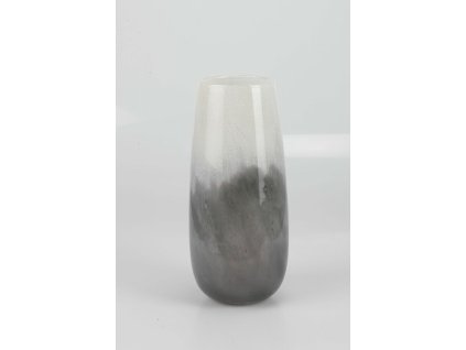 4143-91 Sklenená váza bielo-sivá pr.11cm v.36cm