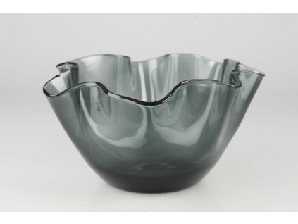 Sklenená miska WAVE sivá pr.34cm v.17cm