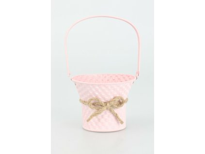 Košik kovový ružový pr.15cm v.23cm