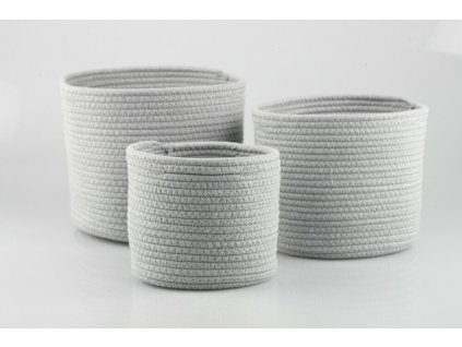 Bavlnené koše sivé S/3 pr.18/19/22cm v.14/17/19cm