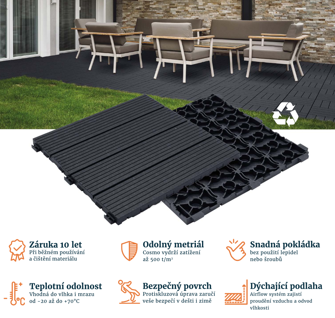 Mrazuvzodorná plastová dlažba SimpleJack Cosmo
