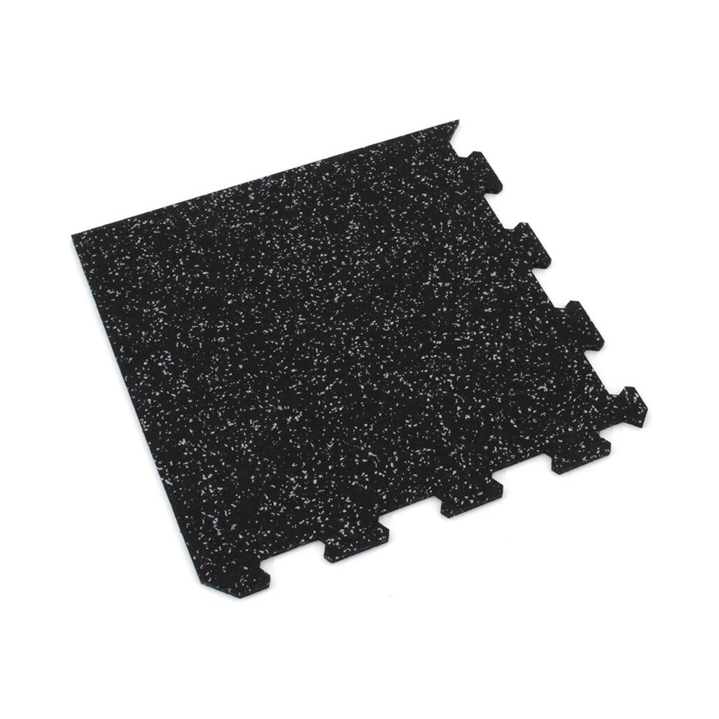 Černo-šedá gumová modulová puzzle dlažba (roh) FLOMA FitFlo SF1050 - 50 x 50 x 0,8 cm