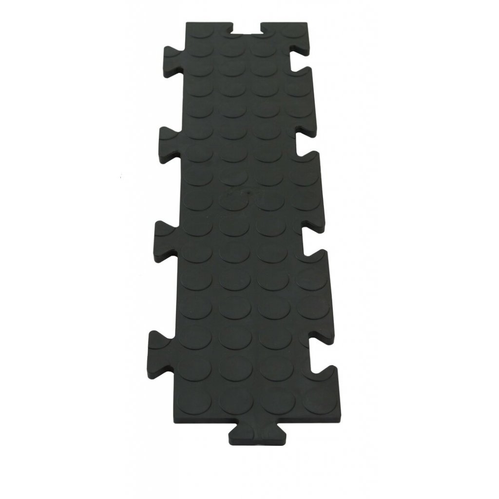 Černá PVC vinylová zátěžová puzzle protiskluzová spojovací dlažba Tenax - délka 50 cm, šířka 12 cm a výška 0,8 cm