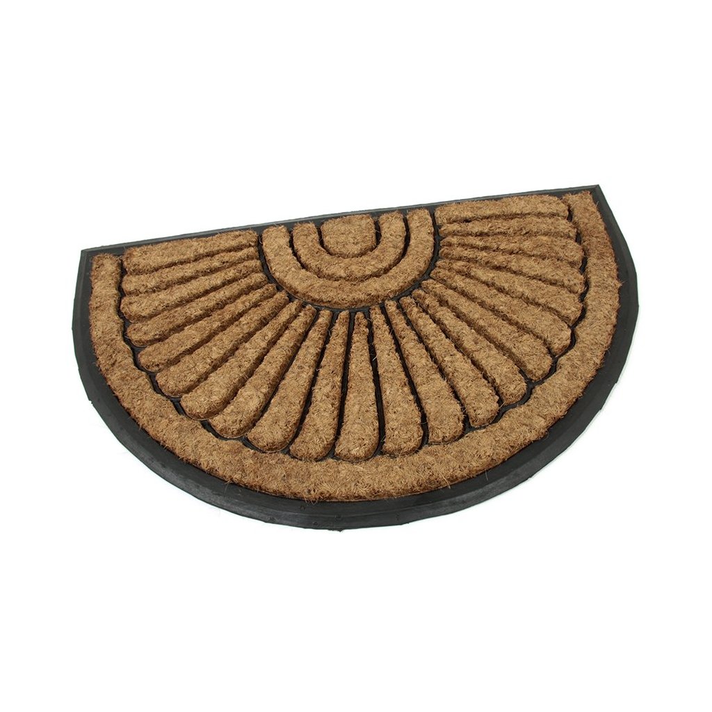 Kokosová čistící venkovní půlkruhová vstupní rohož FLOMA Flower - délka 45 cm, šířka 75 cm a výška 2,2 cm