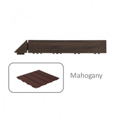 Mahagonový plastový nájezd s rohem pro terasovou dlažbu HESTRA WoodLook (Barva Mahogany)