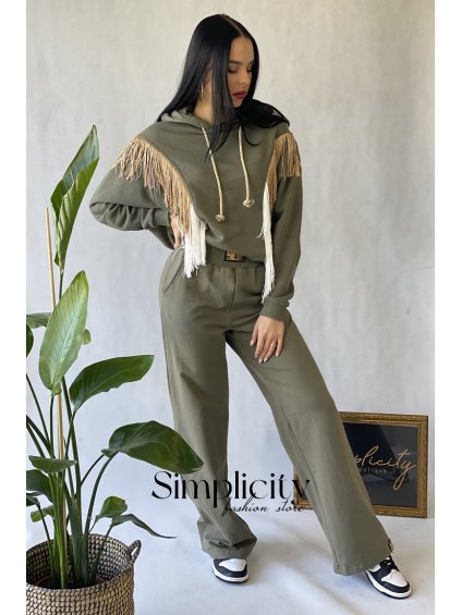 Široké tepláky Tracy khaki