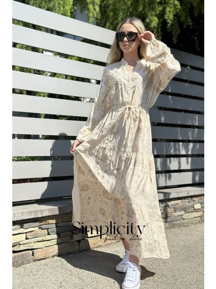 Vyšívané šaty Dita zlatá