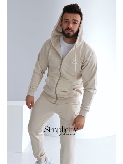 Mikina na zips pánska BG ZIPPY nude (Rozmiar S)