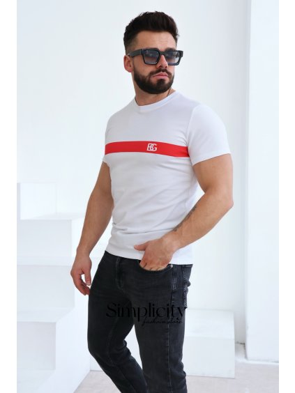 Pánske tričko BG RED biela (Rozmiar S)