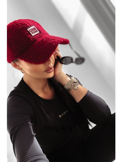 Kožušinová šiltovka Olavoga Saal burgundy (Veľkosť jedna veľkosť)