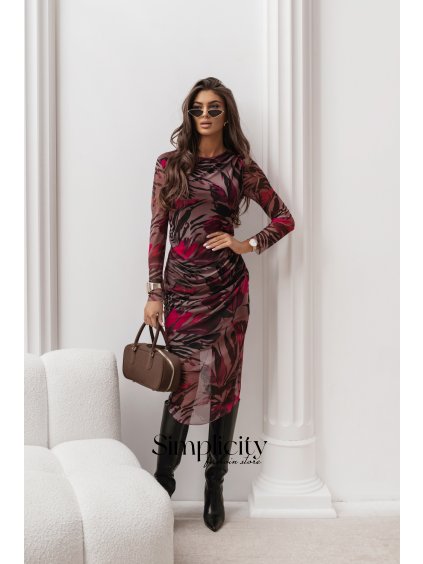 Šaty La Balancia LUSH - Pink leaves (variant S/M)