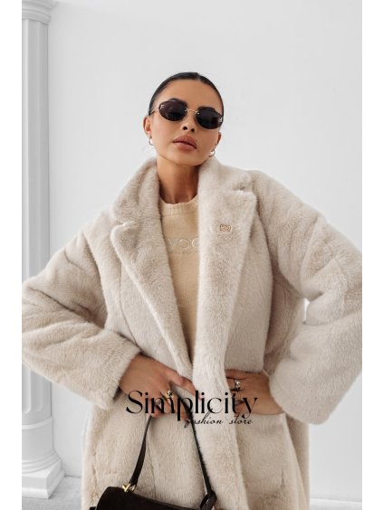 Kožuch dlhý Olavoga Mino smotanová (Veľkosť S)